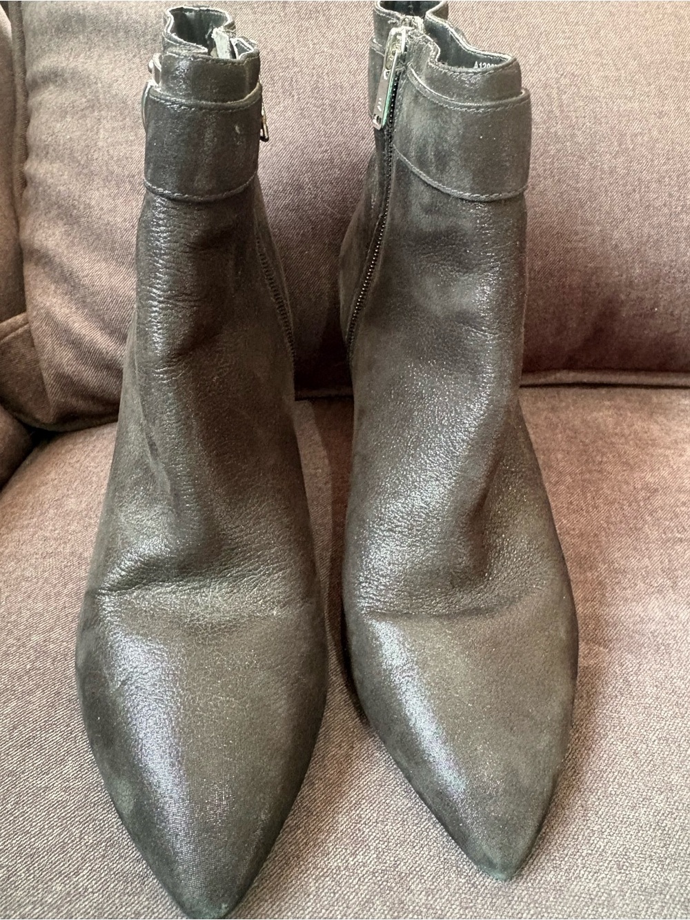 Rockport Black Shimmer Pointed Toe Ankle Booties with Side Zipper